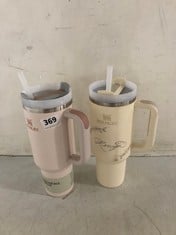 2 X STANLEY QUENCHER H2.0 TUMBLER - PALE PINK AND LIGHT YELLOW