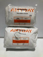 2 X JOHN LEWIS ANYDAY DUVETS IN SIZE SINGLE 4.5 TOG AND DOUBLE 10.5 TOG