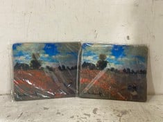 100 X STONE THE CROWS MONET FIELD OF POPPIES - MOUSE MAT - WIDTH 24 CM - TOTAL RRP £400