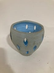 64 X STONE THE CROWS TERRACOTTA TEA LIGHT HOLDER - AQUA - HEIGHT 7.5CMS - TOTAL RRP £640