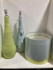 2 X STONE THE CROWS LARGE TEARDROP LAMP BASE - PASTEL MINT TO INCLUDE LAMP SHADE - PASTEL MINT - TOTAL RRP £190