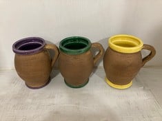 6 X STONE THE CROWS SET OF 3 ASSORTED SMALL PITCHERS- HEIGHT 14.5CMS - TOTAL RRP £240