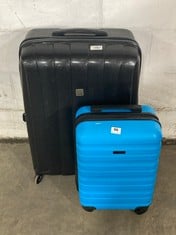 JOHN LEWIS LARGE HARD SHELL BLACK SUITCASE TO INCLUDE JOHN LEWIS SMALL HARD SHELL SUITCASE IN BLUE