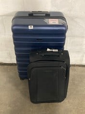 JOHN LEWIS LARGE NAVY HARD SHELL SUITCASE TO INCLUDE JOHN LEWIS SMALL SUITCASE IN BLACK