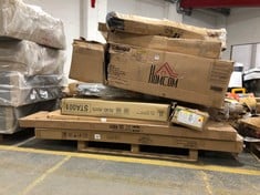 PALLET OF ASSORTED FURNITURE / PARTS TO INCLUDE VIDA DESIGNS LIBSON DOUBLE OTTOMAN BED FRAME (BOX 2/3, PART ONLY) (ZONE 4) (KERBSIDE PALLET DELIVERY)