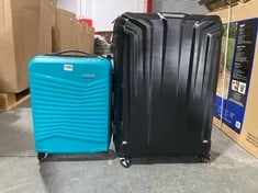 SAMSONITE LARGE HARDSHELL SUITCASE IN BLACK TO INCLUDE AMERICAN TOURISTER CABIN SIZE HARDSHELL SUITCASE IN BLUE (ZONE 1)