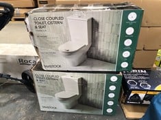 2 X TAVISTOCK HARBOUR CLOSE COUPLED TOILET, CISTERN AND SEAT - TOTAL LOT RRP £360 (ZONE 1)