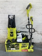 3 X ASSORTED RYOBI ITEMS TO INCLUDE RYOBI CORDLESS LAWNMOWER - MODEL NO. RLM18X33B40 (ZONE 2)