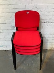 SET OF 4 WAITING ROOM CHAIRS IN RED / BLACK (ZONE 2)