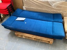 3 SEATER CLIC CLAC SOFA BED IN BLUE VELVET (ZONE 2)