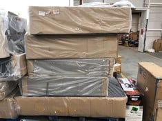 APPROX 4 X ASSORTED BED BASE / PARTS TO INCLUDE APPROX 135CM BED BASE IN LIGHT GREY VELVET (ZONE 2) (KERBSIDE PALLET DELIVERY)