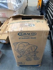 GRACO STADIUM DUO DOUBLE STROLLER IN BLACK GREY - RRP £160 (ZONE 2)