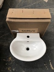 SOTTINI 40MM ROUND WALL HUNG BASIN IN WHITE WITH 1 TAP HOLE (ZONE 3)