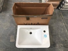 VITRA S50 COMPACT 50MM 1 TAP HOLE SQUARE BASIN IN WHITE - ITEM CODE. 5340B003-0029 - RRP £100 (ZONE 3)