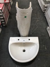 TWYFORD E100 ROUND WASH BASIN IN WHITE APPROX 550 X 440MM TO INCLUDE IDEAL STANDARD ALLARO FULL PEDESTAL IN WHITE (ZONE 3)