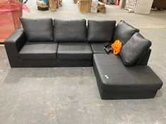 3 SEATER CORNER SOFA WITH TERMINAL IN BLACK FAUX LEATHER (ZONE 1)