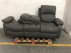 HOMEDETAIL CHESTERFIELD STYLED SOFA TO INCLUDE LARGE 3 SEATER GREY LEATHER SOFA PARTS RRP - Â£470 (KERBSIDE PALLET DELIVERY) (ZONE 4) (KERBSIDE PALLET DELIVERY)