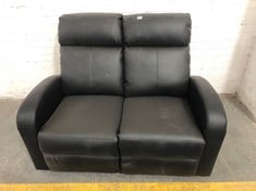 2 SEATER LEATHER RECLINER SOFA IN BLACK (ZONE 4)