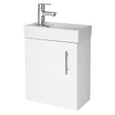 MINIMALIST COMPACT WALL HUNG BASIN UNIT 400 GLOSS WHITE BASIN - RRP £109.95 AND NUIE FREYA BASIN & PEDASTAL - RRP £164 (ZONE 4)