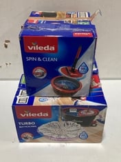 4 X ASSORTED VILEDA CLEANING MOPS TO INCLUDE ULTRAMAX 2-IN-1 MICROFIBRE SET