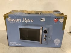 SWAN RETRO 800W 20L MICROWAVE OVEN IN BLUE