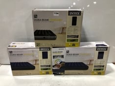 3 X ASSORTED INTEX DURA-BEAM STANDARD DOWNY AIR MATTRESS 2 X DOUBLE, 1 X SINGLE