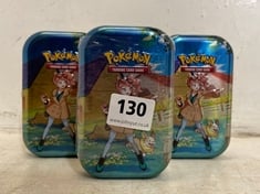 3 X POKEMON TRADING GAME CARDS IN METAL TIN