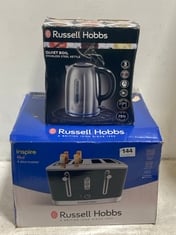 RUSSELL HOBBS INSPIRE 4 SLICE TOASTER TO INCLUDE RUSSELL HOBBS QUIET BOIL STAINLESS STEEL KETTLE