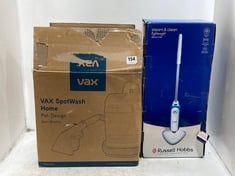 VAX SPOT WASH HOME PET-DESIGN SPOT CLEANER - MODEL NO.: CDSW-MPXA - RRP £180 TO INCLUDE RUSSELL HOBBS STEAM & CLEAN STEAM MOP