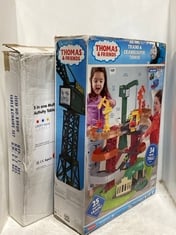 THOMAS & FRIENDS TRAINS & CRANES SUPER TOWER SET TO INCLUDE LIBERTY HOUSE TOYS 5-IN-1 MULTIPURPOSE ACTIVITY TABLE AND CHAIRS