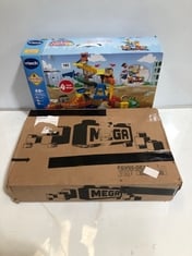 VTECH TOOT-TOOT DRIVER CONSTRUCTION SITE PLAYSET TO INCLUDE NEGA MEGA BLOKS BUILD 'LEARN TABLE