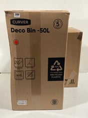 CURVER DECO BIN 50L TO INCLUDE BASICS RECTANGLE SOFT-CLOSE TRASH CAN WITH DOUBLE INNER BASKETS 2 X 15L