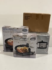 4 X ASSORTED KITCHEN ITEMS TO INCLUDE DAEWOO 6.5L STAINLESS STEEL SLOW COOKER