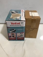 TEFAL EXPRESS ESSENTIAL STEAM IRON TO INCLUDE BASICS AIR CIRCULATOR QUIET 13MSQ WITH VERTICAL ADJUSTMENT