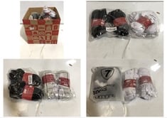 BOX OF APPROX 10 X ASSORTED SOCKS TO INCLUDE PERFORMANCE SOCKS 2X3-PAIR WHITE/GREY