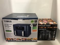 TOWER 8.5 LITRE DUAL BASKET AIR FRYER TO INCLUDE RUSSELL HOBBS CHALKBOARD SLOW COOKER 3.5 LITRE