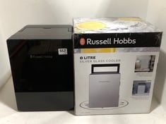 RUSSELL HOBBS RH8CLR8001B MINI HOT & COLD FRIDGE BLACK TO INCLUDE RUSSELL HOBBS 8 LITRE SILVER GLASS COOLER