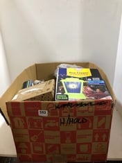 BOX OF ASSORTED ITEMS TO INCLUDE ZERO IN BUG ZAPPER 2-IN-1