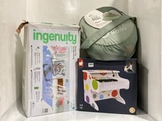 4 X ASSORTED BABY ITEMS/BEDDING TO INCLUDE INGENUITY SWING 'N GO PORTABLE SWING 0M-9M