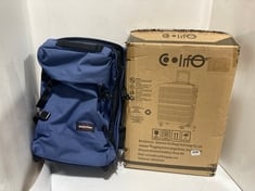 COOLIFE TRAVEL CASE BLUE/BROWN HARDSHELL SMALL SPINNER TO INCLUDE EASTPAK 2-WHEELER TRAVEL TROLLEY BAG NAVY