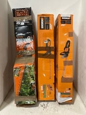 3 X ASSORTED HEDGE TRIMMERS TO INCLUDE BLACK & DECKER 60CM CORDED HEDGE TRIMMER