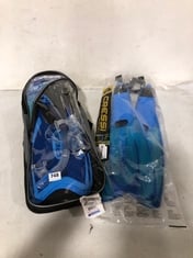 CRESSI PALAU MAREA BAG SNORKEL SET BLUE/AZURE SIZE 10/13 TO INCLUDE CRESSI AQUA FINS AQUAMARINE SIZE 7/8