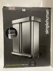 SIMPLEHUMAN 58L DUAL COMPARTMENT STEP CAN RRP- £180