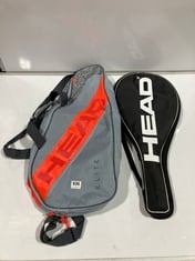 HEAD ELITE TENNIS RACKET BAG GREY/RED TO INCLUDE HEAD TENNIS RACKET BLACK/TURQUOISE WITH BAG BLACK