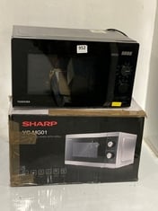 SHARP YC-MG01 MICROWAVE OVEN WITH GRILL TO INCLUDE TOSHIBA MICROWAVE BLACK MODEL NO-MW2-AM20PF(BK)