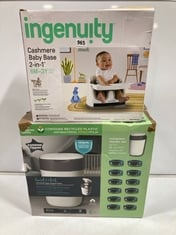 TOMMEE TIPPEE ADVANCED NAPPY DISPOSAL SYSTEM STARTER SET TO INCLUDE INGENUITY CASHMERE BABY BASE 2-IN-1 6M-3Y