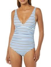 21 X ASSORTED SWIMMING ITEMS TO INCLUDE  ESSENTIALS WOMEN'S PLUNGE TUMMY CONTROL SHAPING SWIMSUIT, BLUE HORIZONTAL STRIPES, 12-14, ARENA GIRLS DYNAMO ONE PIECE, RED, 12-13 YEARS EU.