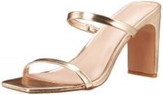 6 X ASSORTED FOOTWEAR TO INCLUDE THE DROP WOMEN'S AVERY SQUARE-TOE TWO-STRAP HIGH HEELED SANDAL, GOLD, 4 UK, ROCH VALLEY LOW HEEL PU TAP SHOES 8 BLACK.