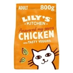 6 X LILY'S KITCHEN MADE WITH NATURAL INGREDIENTS ADULT DRY CAT FOOD BAG CHICKEN WITH VEGGIES GRAIN-FREE RECIPE 4 X 800G BB: 01/07/2024.