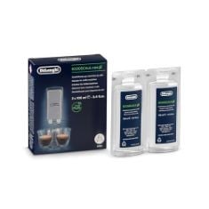 48 X DELONGHI ECODECALK MINI DESCALER FOR COFFEE MACHINES TWIN PACK DLSC200, 2X100ML, WHITE.